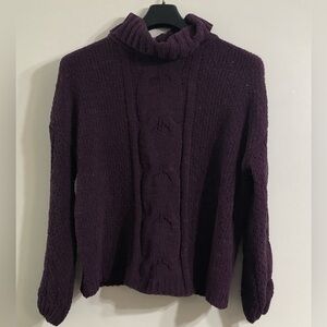 Seven7  Sweater high turtleneck  super soft pull over long sleeves purple L